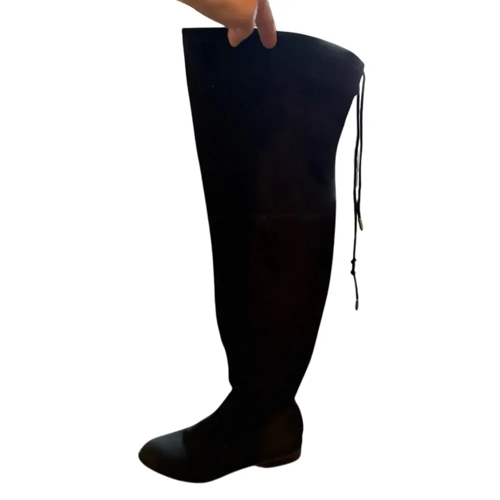 Marc Fisher Over-the-Knee Boots Black Low Heel Thigh High 5.5 Like New